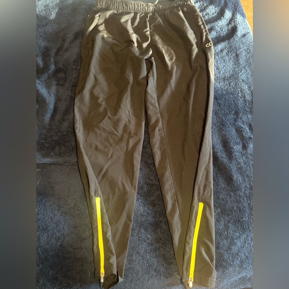 Calvin Klein Black Joggers with Yellow zippers on ankles
